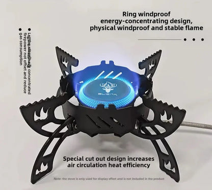 3800W Windproof Camping Stove Lightweight Gas Burner Black