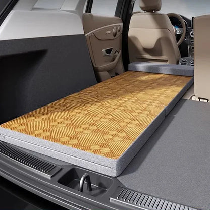 Non-Inflatable Car Travel Bed Folding Sleeping Pad with Pillow Brown