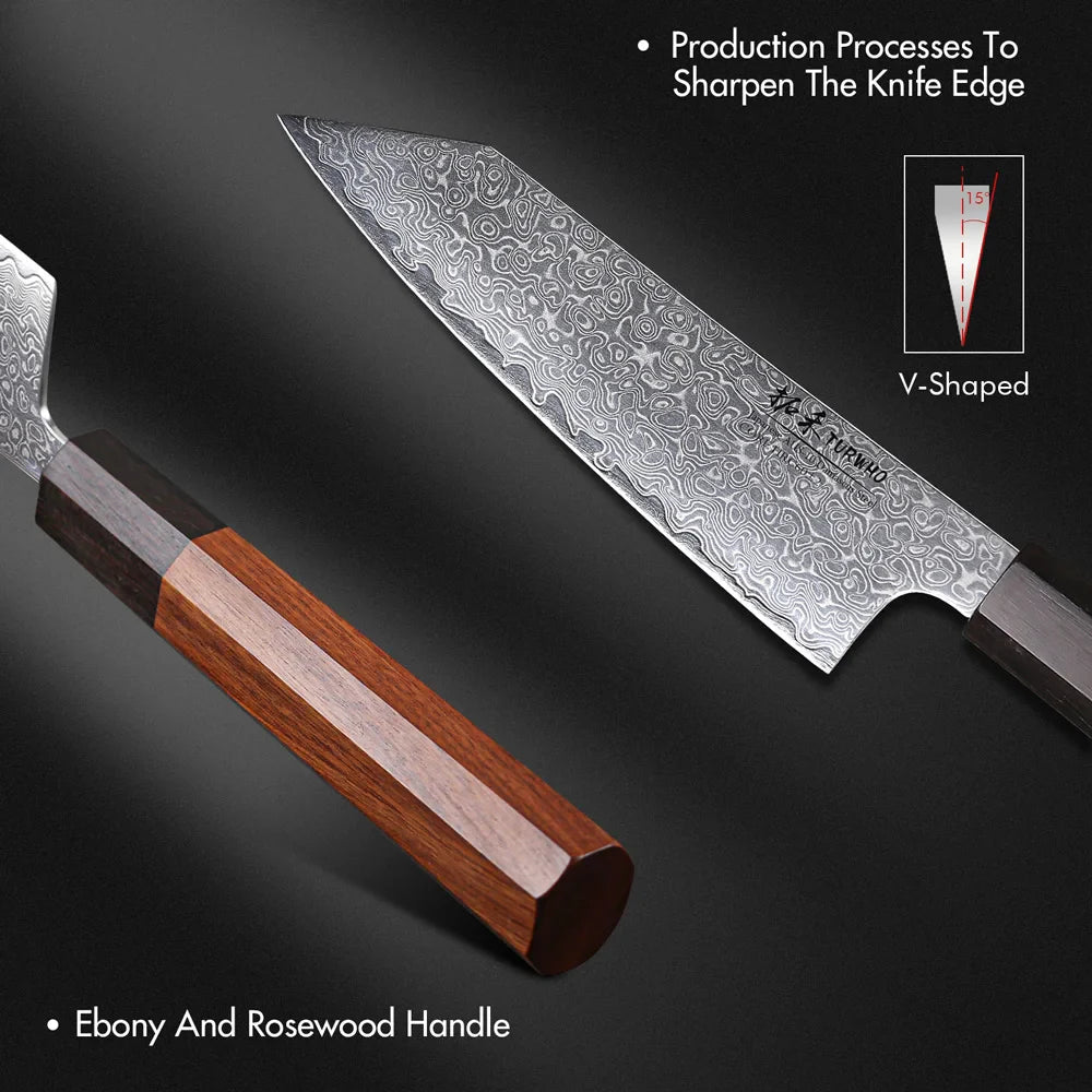 5-Inch Hand-Forged Damascus Steel Utility Knife Ebony And Rosewood Brown