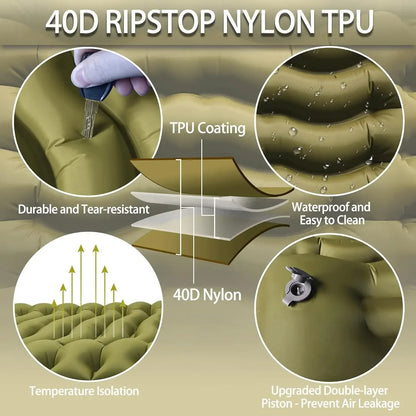 Double Self-Inflating Sleeping Pad Pillows Green