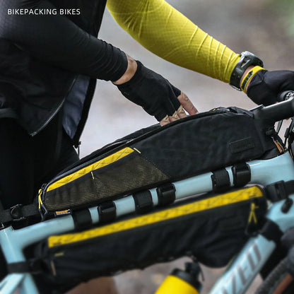 Large Water-Resistant Top Tube Bike 2.1L Extra-Long Frame Bag Yellow
