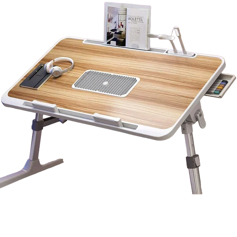 Foldable Radiator-Adjustable Laptop Desk with Drawer