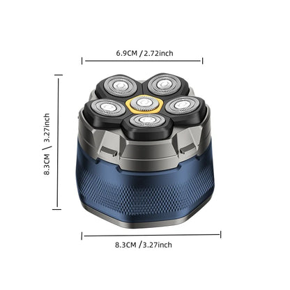 6D Electric Head And Face Shaver Rechargeable Cordless for Men Blue