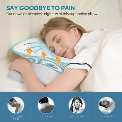 Ergonomic Memory Foam Pillow Orthopedic Neck & Shoulder Support White