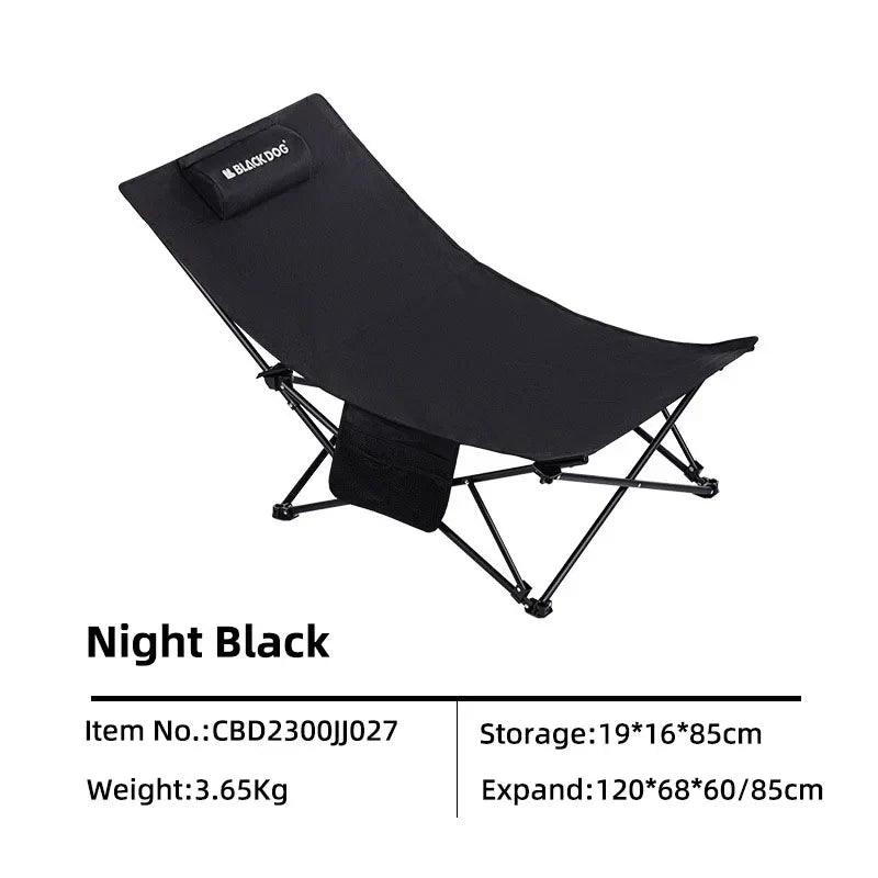 Camping Folding Recliner Chair with Cotton Pillow Black
