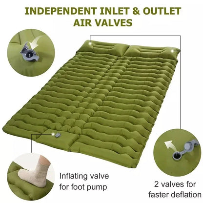 Double Self-Inflating Sleeping Pad Pillows Green