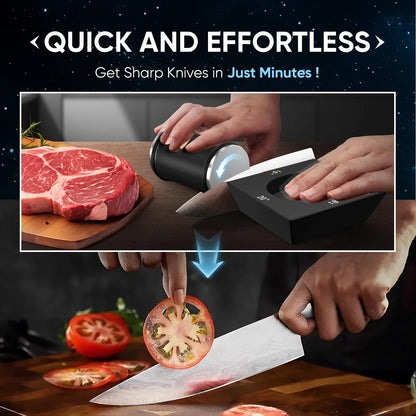 4-Sided Rolling Knife Sharpener Diamond Sharpening Stone Black