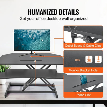 X-Frame Double-Layer Standing Desk Converter - Height Adjustable Sit-to-Stand Desk