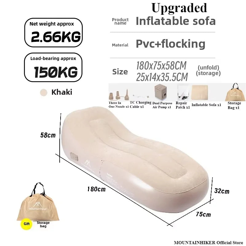 Fast Inflatable Air Sofa Bed Portable Automatic Camping Mattress Khaki