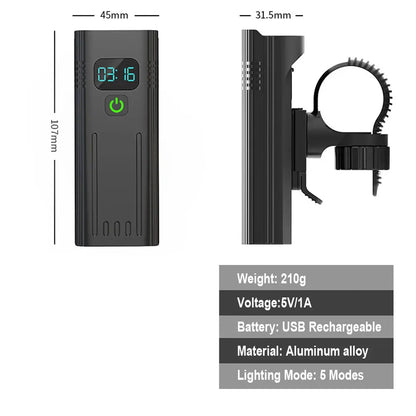 4800 Lumen USB Bike Light Set Black