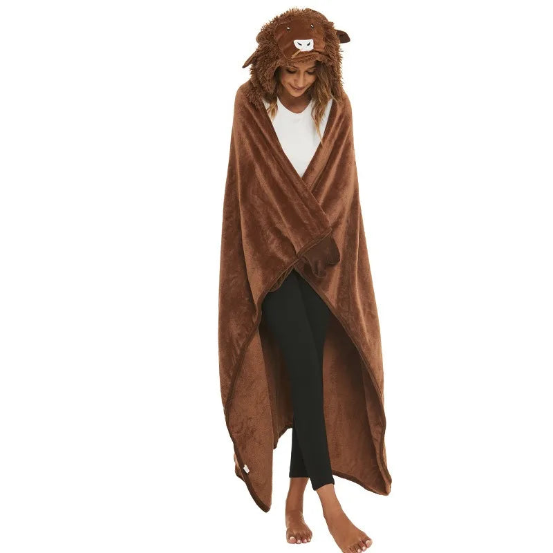 Cartoon Animal Wearable Blanket Hoodie
