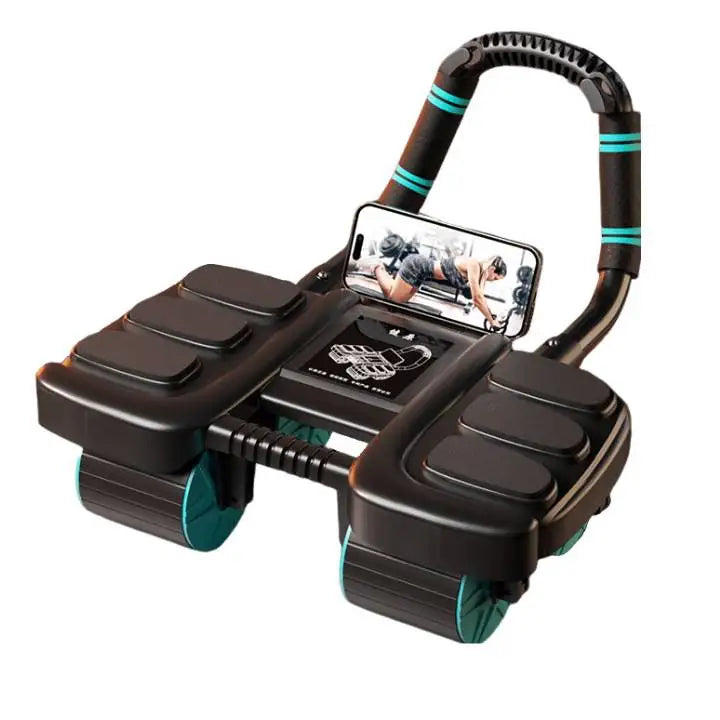 Six-Wheel Abdominal Exercise Roller Automatic Rebound Black