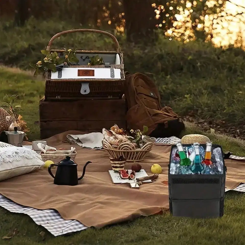 Waterproof Car Trash Can Organizer Portable Auto Bin Black