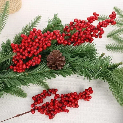 20pcs Artificial Red Berry Branches for Christmas Tree Decoration - 22cm