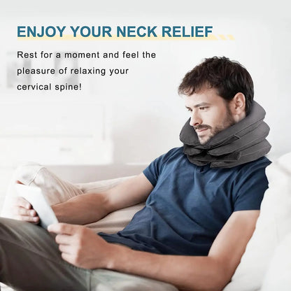 Inflatable Cervical Neck Traction Device Pain Relief Posture Alignment Grey