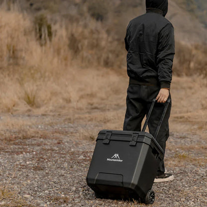 36L Portable Outdoor Refrigerator Box with Trolley Wheels Black