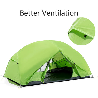 2-Person Double-Layer Camping Tent Waterproof Backpacking  Green
