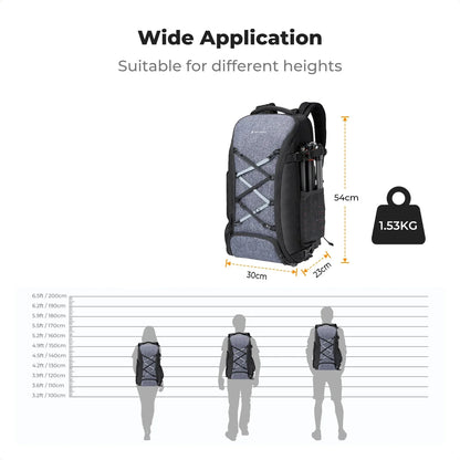 Camera Backpack with Tripod Strap Outdoor Black