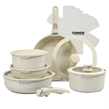 Non-Stick Die-Cast Aluminum Cookware Set Induction-Compatible White