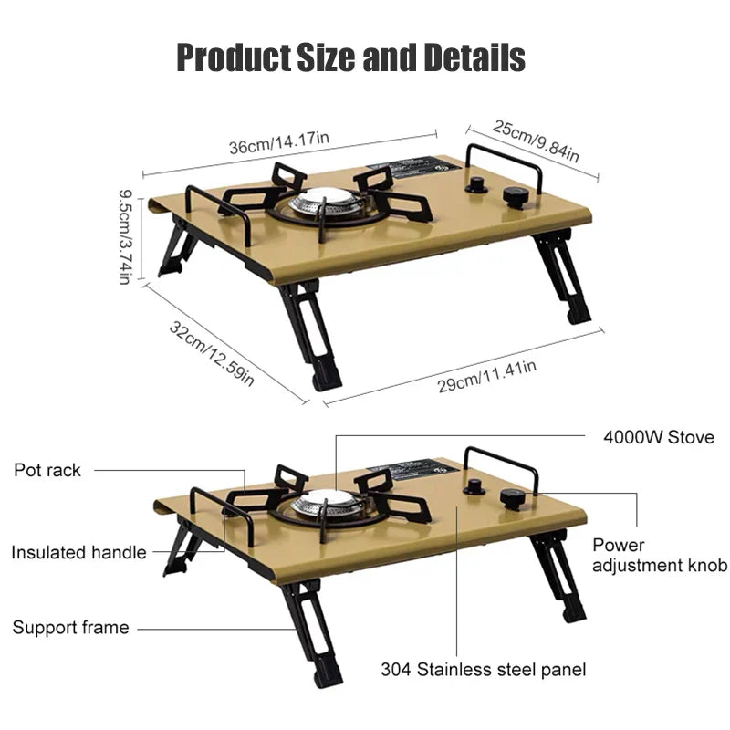 4000W Portable Gas Stove Burner High-Power Khaki