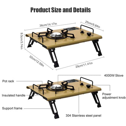 4000W Portable Gas Stove Burner High-Power Khaki