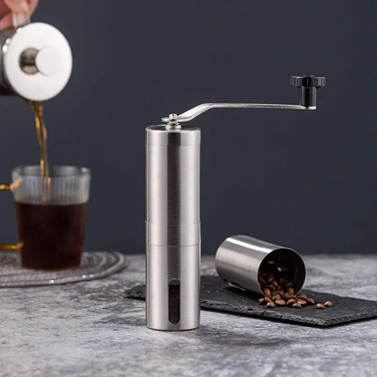Manual Coffee Grinder Stainless Steel Hand Crank Conical Burr Grinder Silver