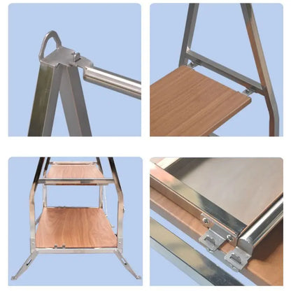 Portable Folding Outdoor Camping Storage Shelf 304 Stainless Steel Silver