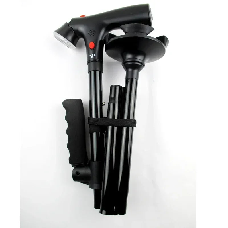 Collapsible Telescopic Folding Cane with LED Light and Alarm