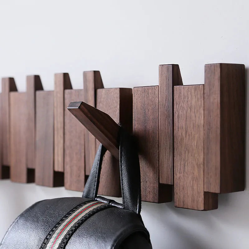 Wall-Mounted Black Walnut Coat Rack