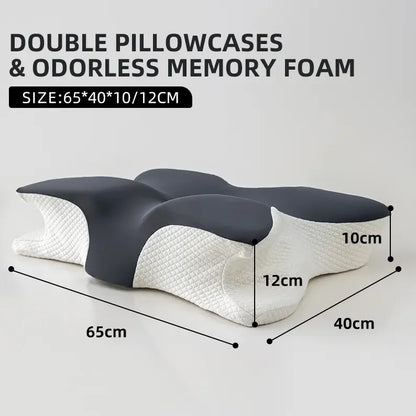 Butterfly-Shaped Orthopedic Memory Foam Pillow Cervical Neck Support Grey