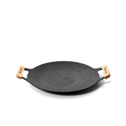 34CM Non-Stick Outdoor BBQ Grill Pan Roasting Plate Black