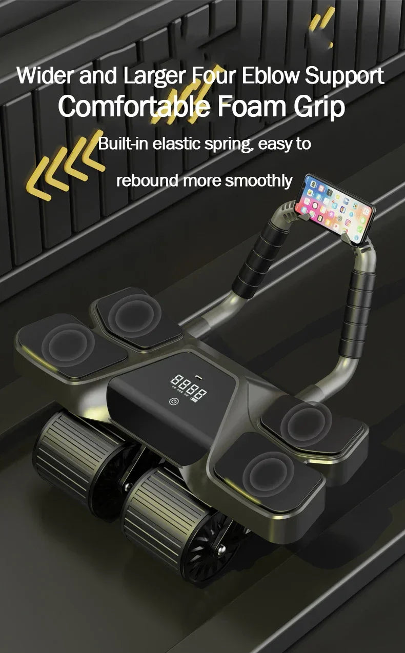 Four-Wheel Abdominal Roller with Elbow Support