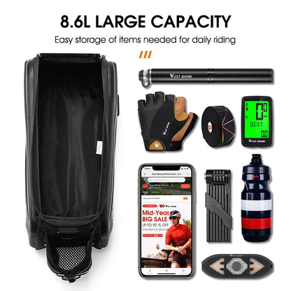 8.6L Hard Shell Waterproof Bicycle Trunk Bag Black
