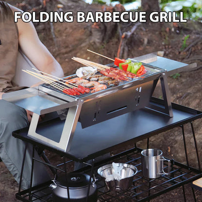 Folding Charcoal Grill Stove Silver