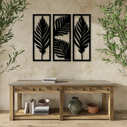 Boho Tropical Leaves Wooden Wall Art
