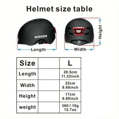 Bike Helmet with Front And Rear Rechargeable LED Lights Matte Black