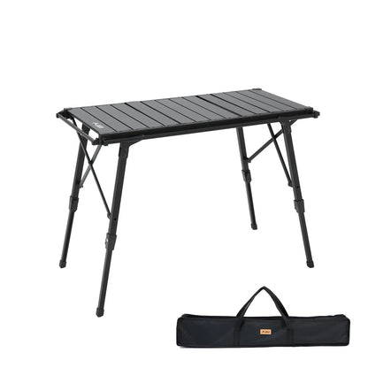 Multifunctional IGT Camping Table Adjustable Aluminum Alloy Black