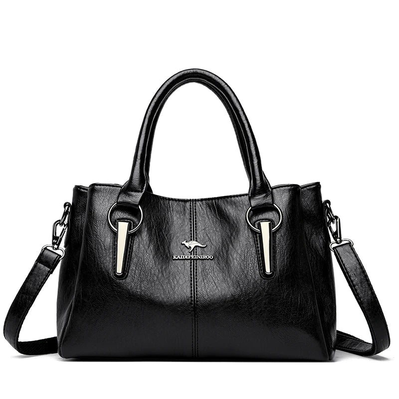 Leather Shoulder 3-Layer PU Crossbody Bag for Women