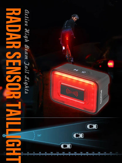 Smart Radar Bicycle Tail Light Brake Sensing Black