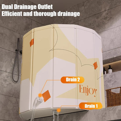 Foldable Portable Bathtub Insulated Full-Body Bath Bucket Yellow