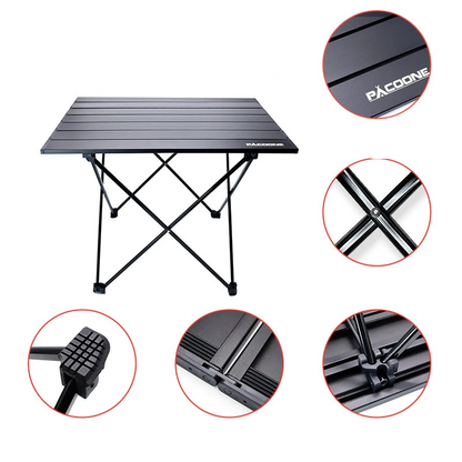 Portable Folding Camping Table Aluminum Black