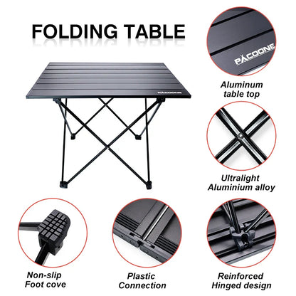 Portable Folding Camping Table Aluminum Black