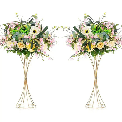 2-Pack Iron Flower Stand Vases Wedding Centerpiece Stands Gold