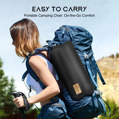 Portable Camping Chair with Headrest Black