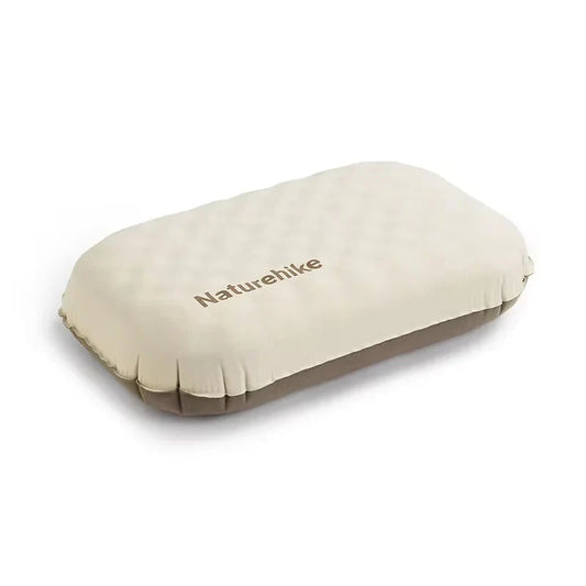2-in-1 Foam Inflatable Pillow Travel Nap Beige