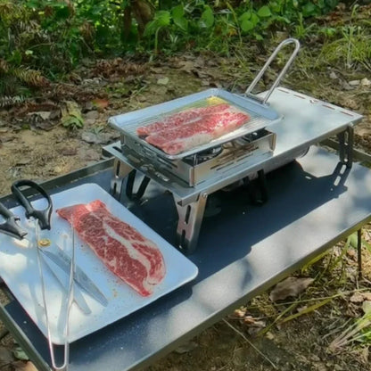 Portable Thickened Camping Frying Pan Silver