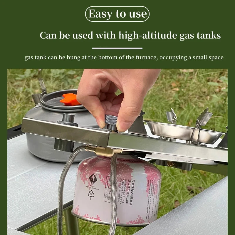 Camping Gas Stove High-Power Folding Stainless Steel Grill Burner Silver