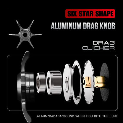 High-Speed Baitcasting Reel Dual Spools Right Hand Black