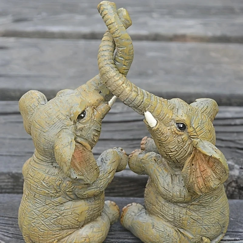 Adorable Elephant Couple Figurine