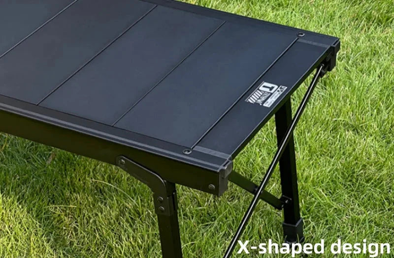 IGT 3-Unit Camping Table Portable Folding Aluminum Alloy BBQ Table Black